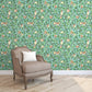 1041 - Bird & Pomegrante Wallpaper - Apple Green by Morris Collections