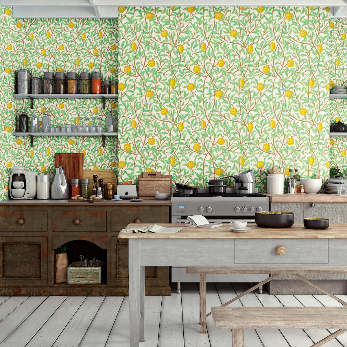1044 - Lemon Tree Wallpaper - Porcelain by Morris Collections