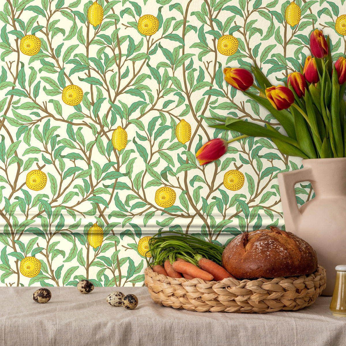 1044 - Lemon Tree Wallpaper - Porcelain by Morris Collections