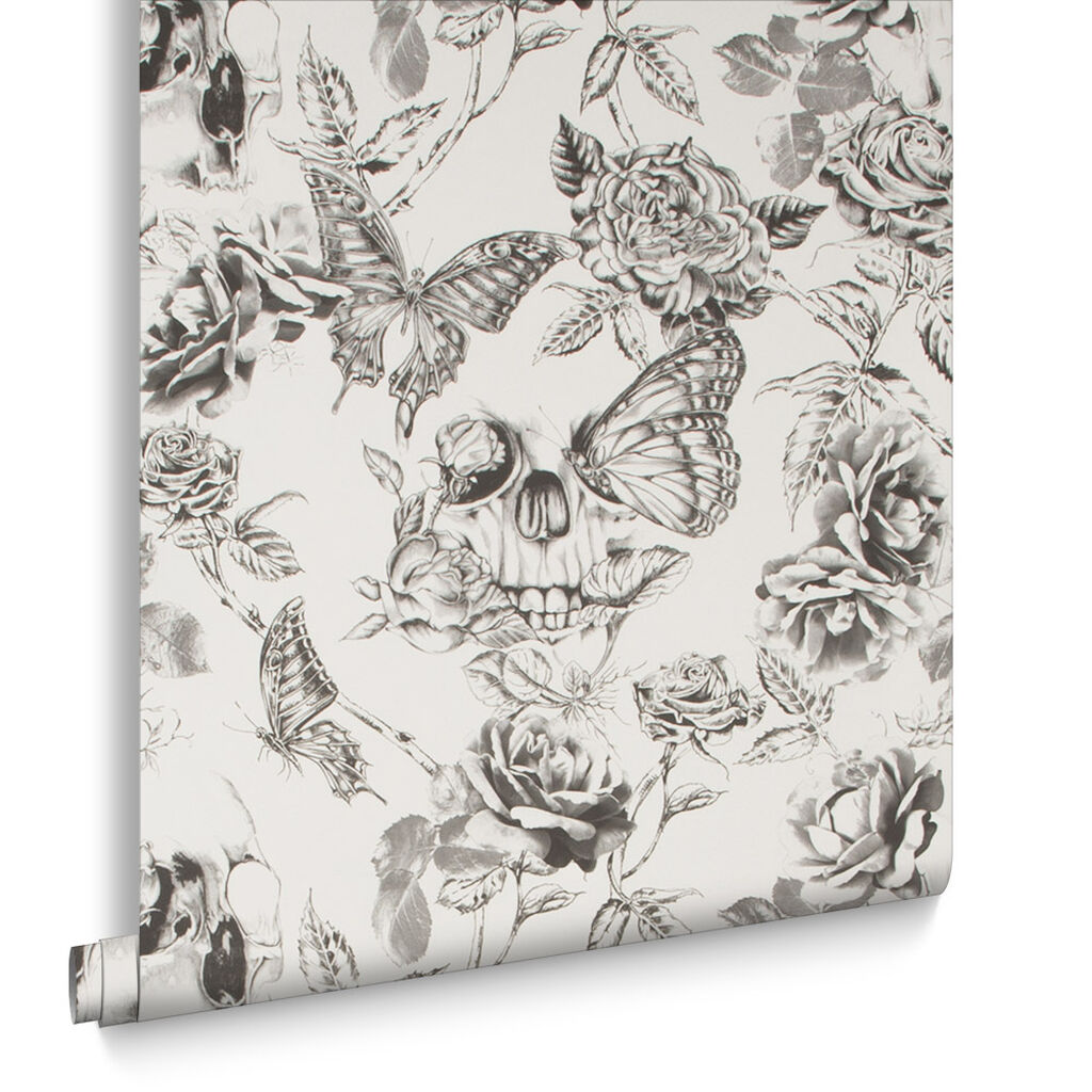 104560 - Skull Wallpaper - Roses - Graham & Brown
