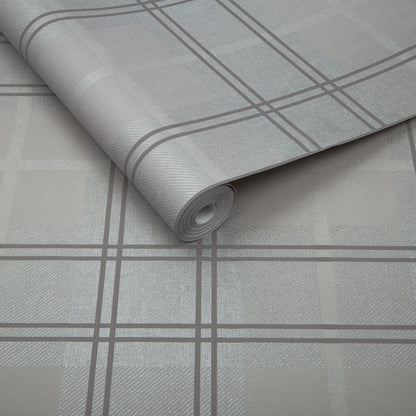 104722 - Tartan Wallpaper - Silver - Graham & Brown