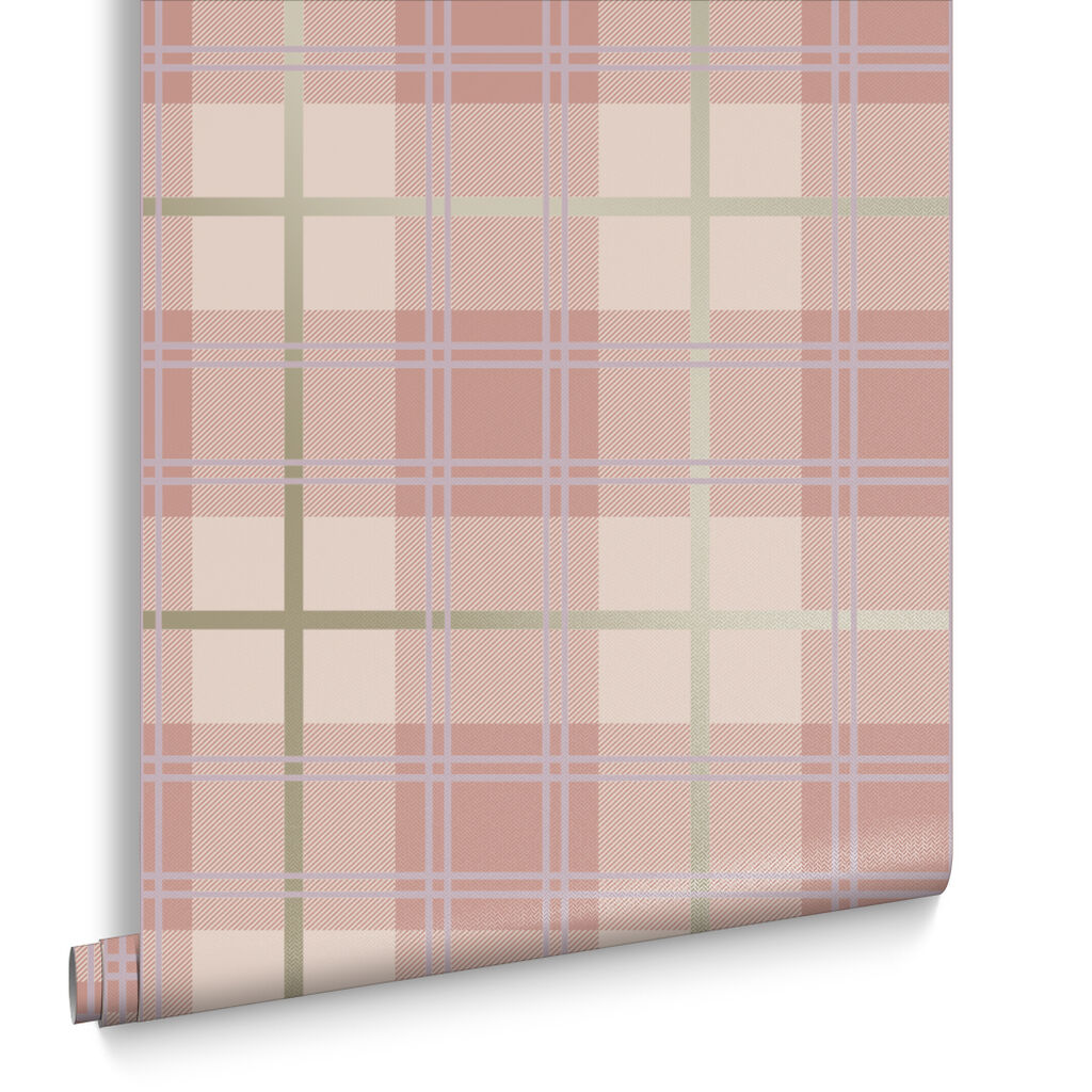104723 - Tartan Wallpaper - Pink - Graham & Brown
