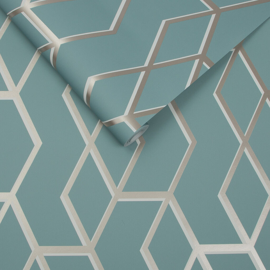 104732 - Archetype Wallpaper - Mint White Gold - Graham & Brown