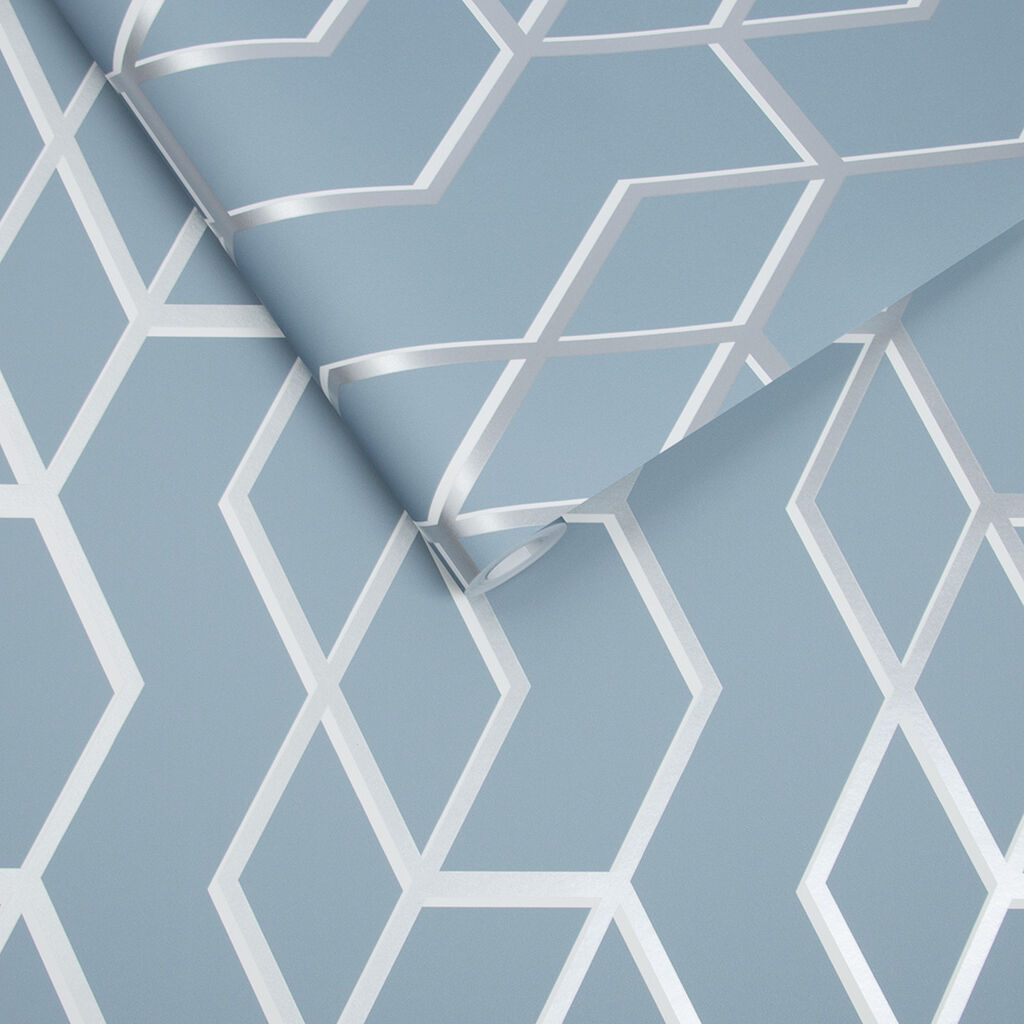 104733 - Archetype Wallpaper - Blue & Silver - Graham & Brown