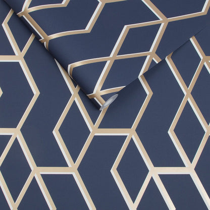104735 - Archetype Wallpaper - Navy Gold - Graham & Brown