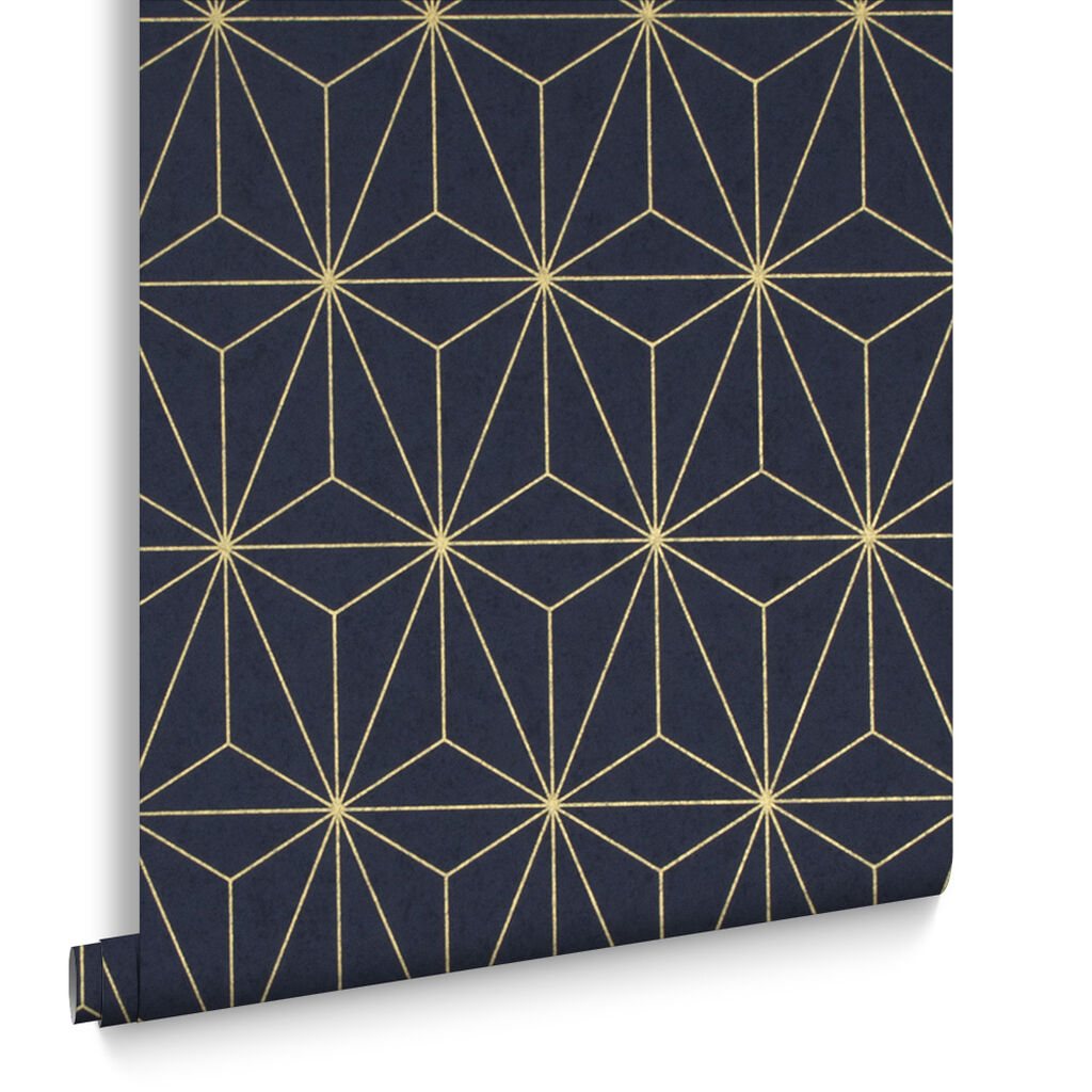 104742 - Prism Wallpaper - Navy Gold - Graham & Brown