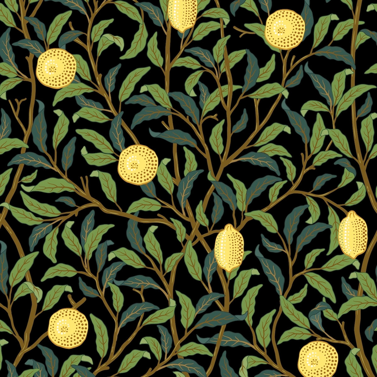 1047 - Lemon Tree Wallpaper - Twilight Blue by Morris Collections
