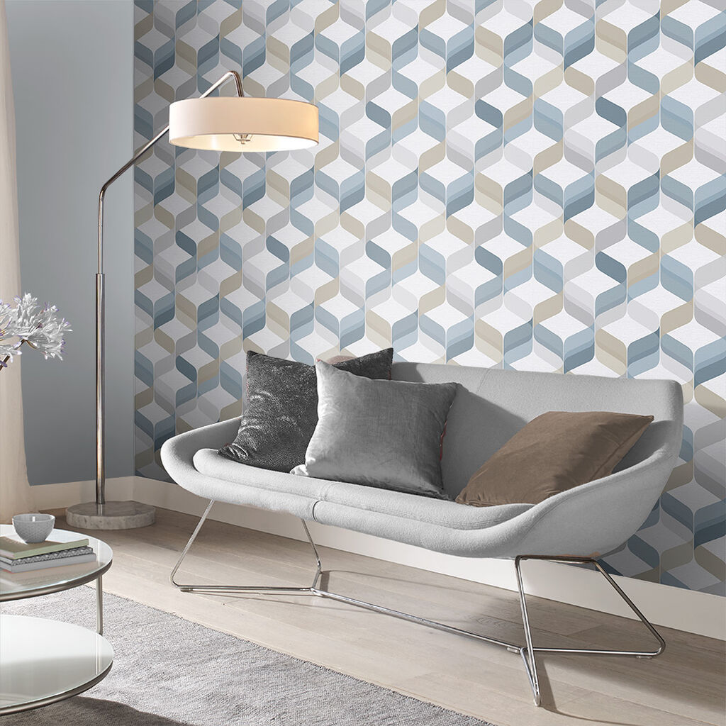 104815 - Retro Wallpaper - Denim - Graham & Brown