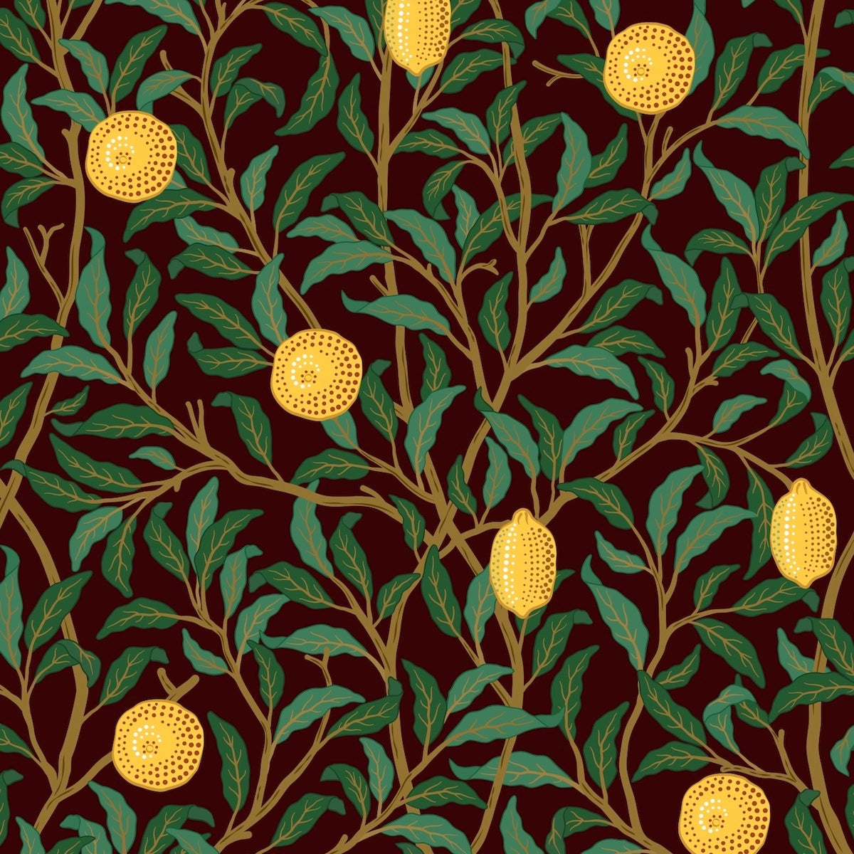 1048 - Lemon Tree Wallpaper - Midnight Black by Morris Collections