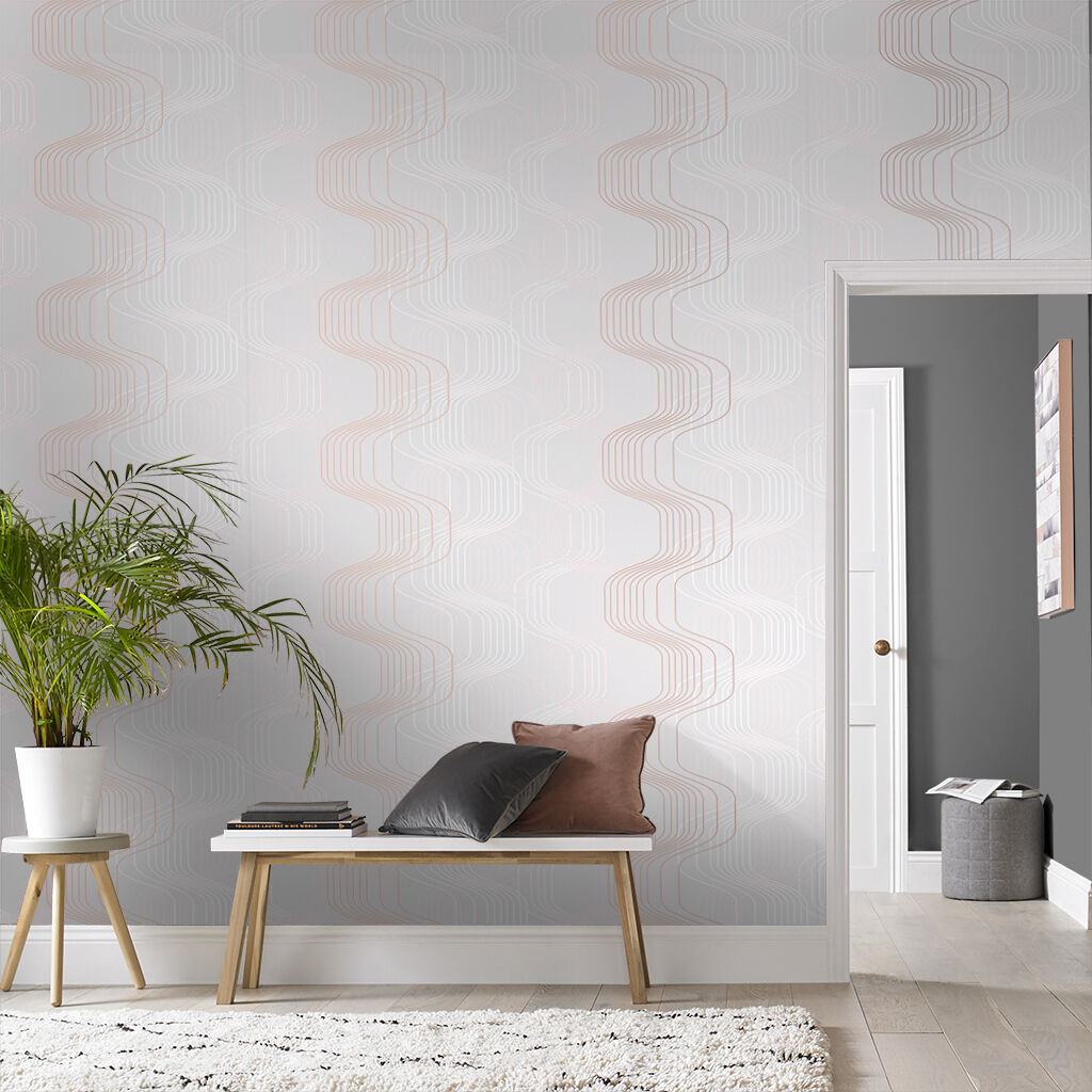 105023 - Revival Wallpaper - Grey Rose Gold - Graham & Brown