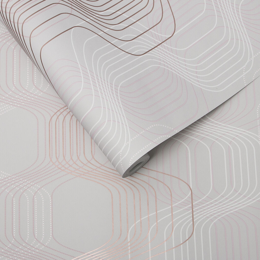 105023 - Revival Wallpaper - Grey Rose Gold - Graham & Brown