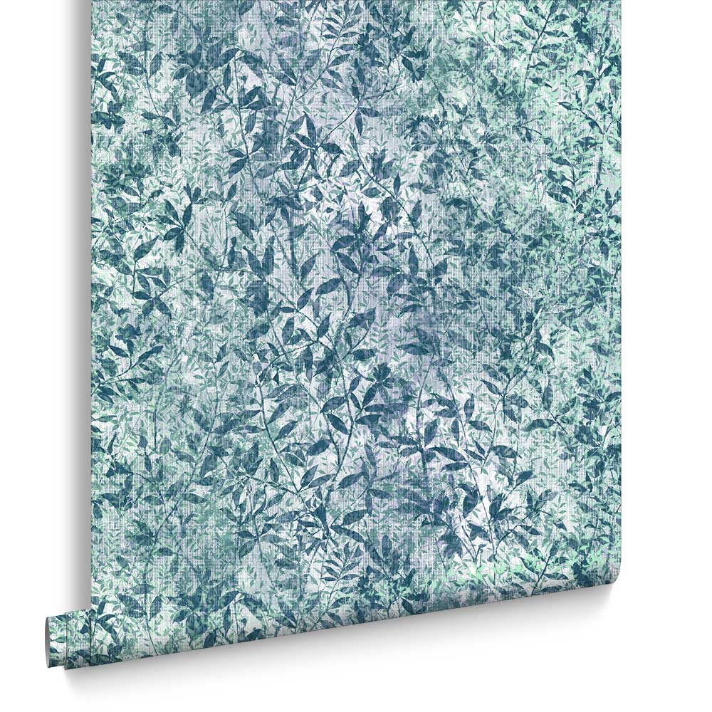 105113 - Botany Iridescent Wallpaper - Midnight Blue - Graham & Brown