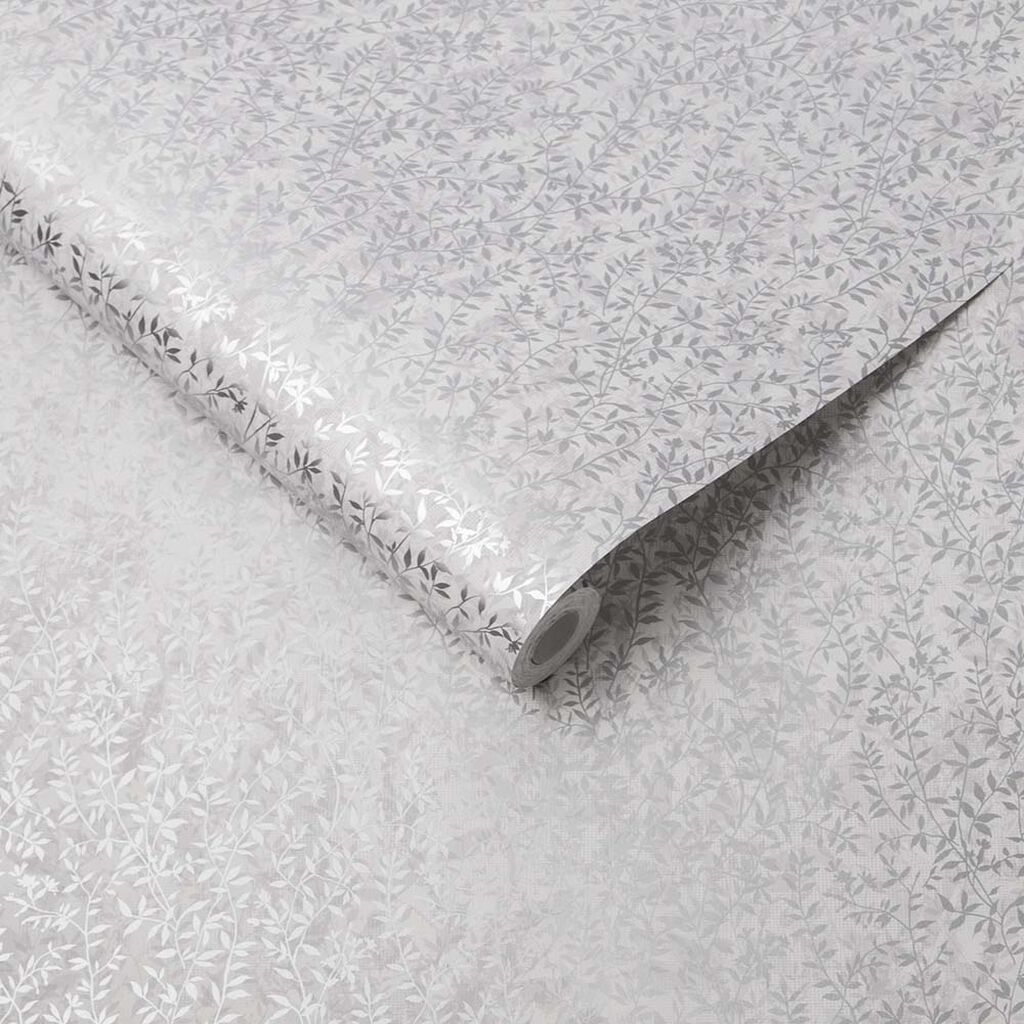105118 - Botany Wallpaper - Silver - Graham & Brown