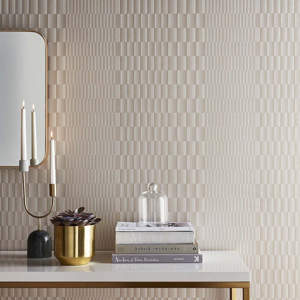 105119 - Symmetry Wallpaper - Soft Gold - Graham & Brown
