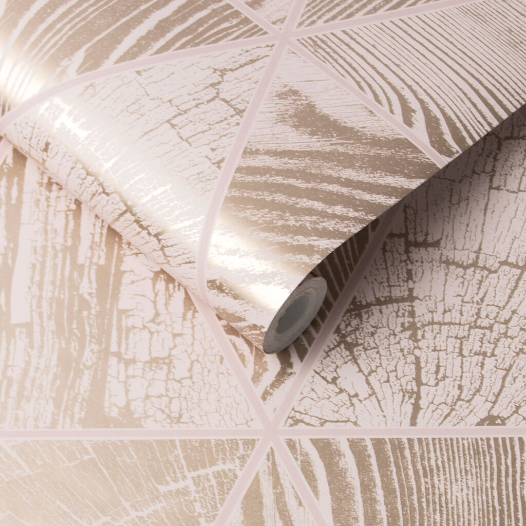 105241 - Geo Grain Wallpaper - Blush Rose Gold - Graham & Brown