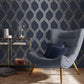 105466 - Vector Wallpaper - Navy Gold - Graham & Brown