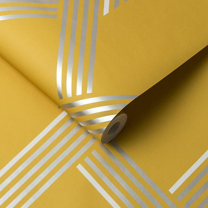 105468 - Vector Wallpaper - Lemon Silver - Graham & Brown