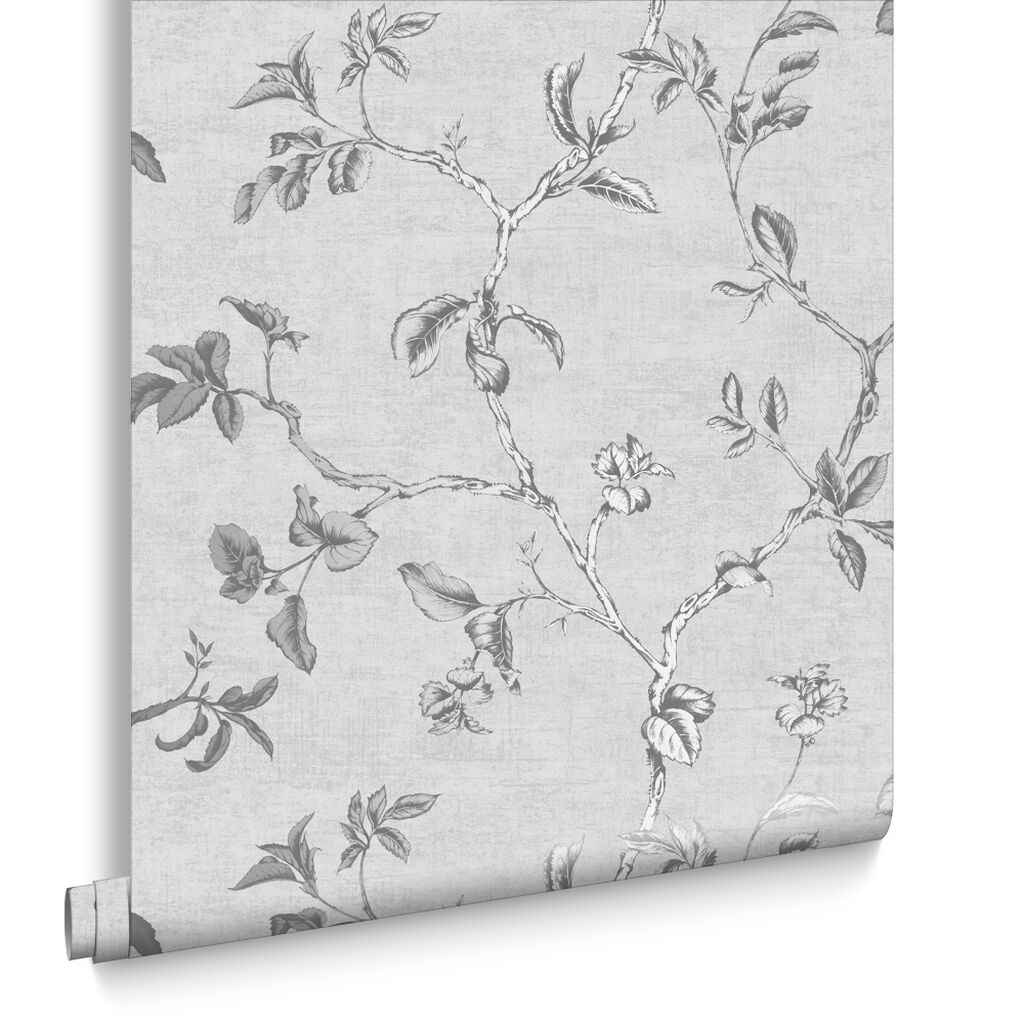 105671 - Twining Wallpaper - Silver - Graham & Brown