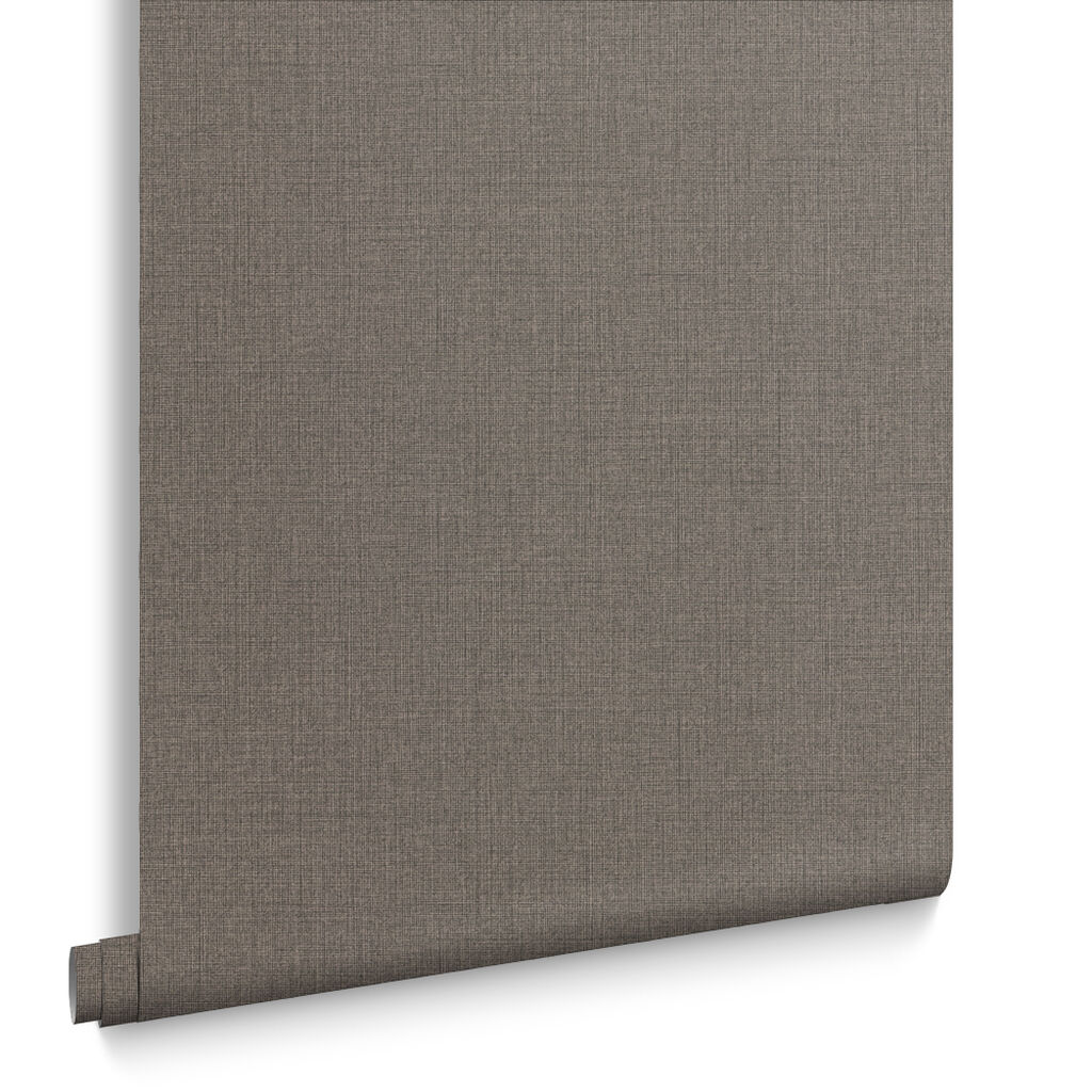 105855 - Linen Wallpaper - Chocolate - Graham & Brown