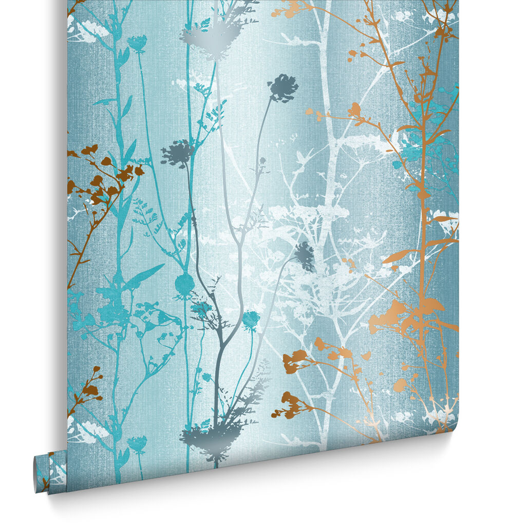 105894 - Wild Flower Wallpaper - Teal - Graham & Brown