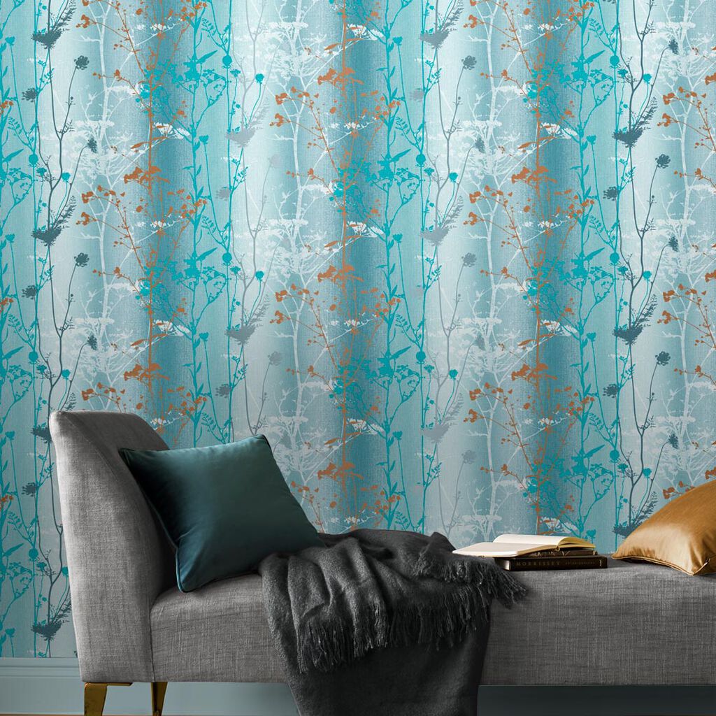 105894 - Wild Flower Wallpaper - Teal - Graham & Brown