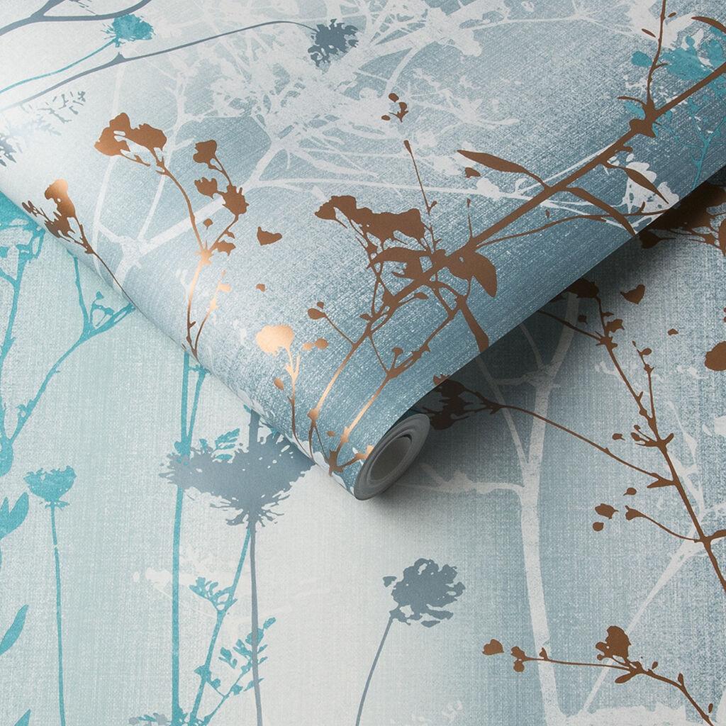 105894 - Wild Flower Wallpaper - Teal - Graham & Brown