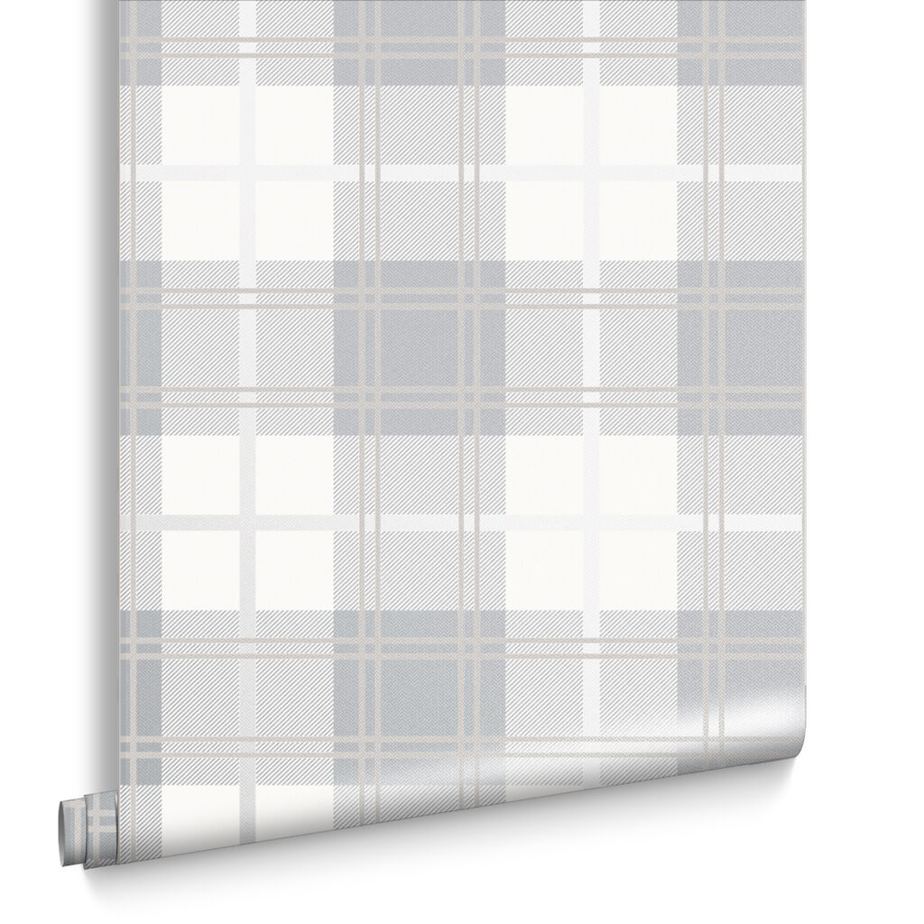 105905 - Tartan Wallpaper - White - Graham & Brown