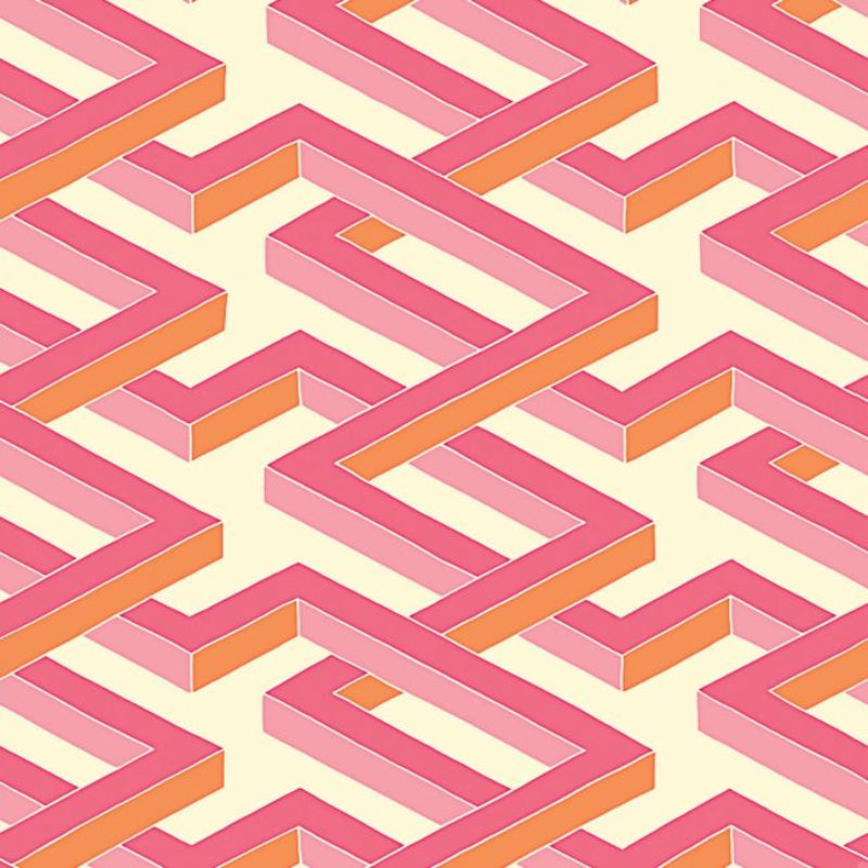 Luxor Wallpaper - Fuchsia & Orange on White - 105/1004