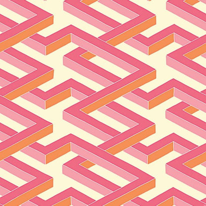 Luxor Wallpaper - Fuchsia & Orange on White - 105/1004