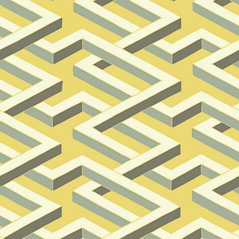 Luxor Wallpaper - White & Charcoal on Chartreuse - 105/1005