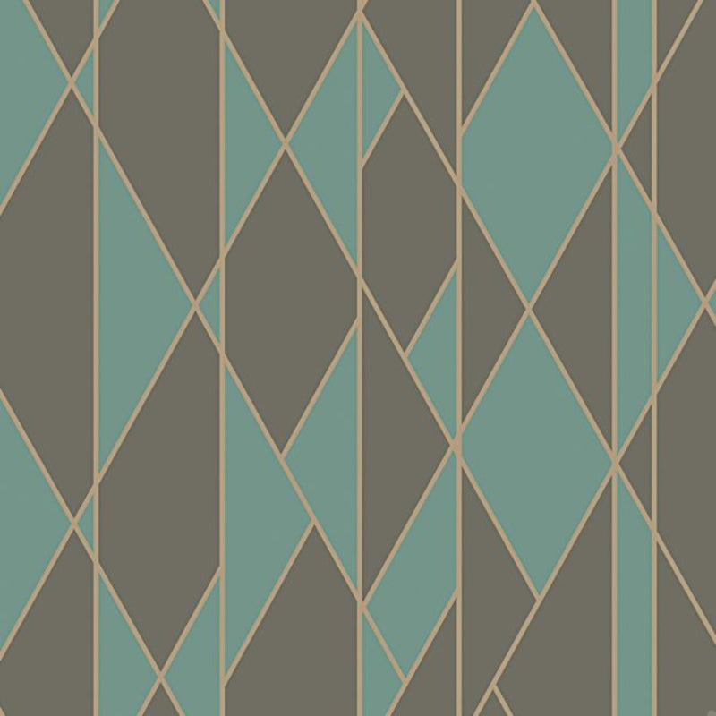 Oblique Wallpaper - Teal, Soot & Metallic Gilver - 105/11048