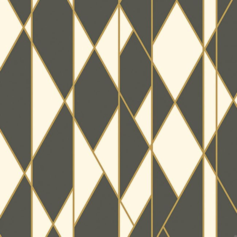 Oblique Wallpaper - Black, White and Metallic Gold - 105/11049