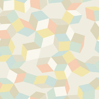Puzzle Wallpaper - Duck Egg & Yellow on Cream - 105/2009
