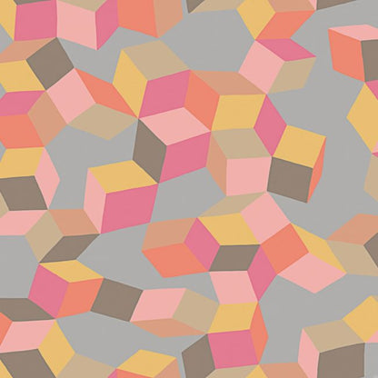 Puzzle Wallpaper - Fuchsia & Orange on Dove - 105/2010