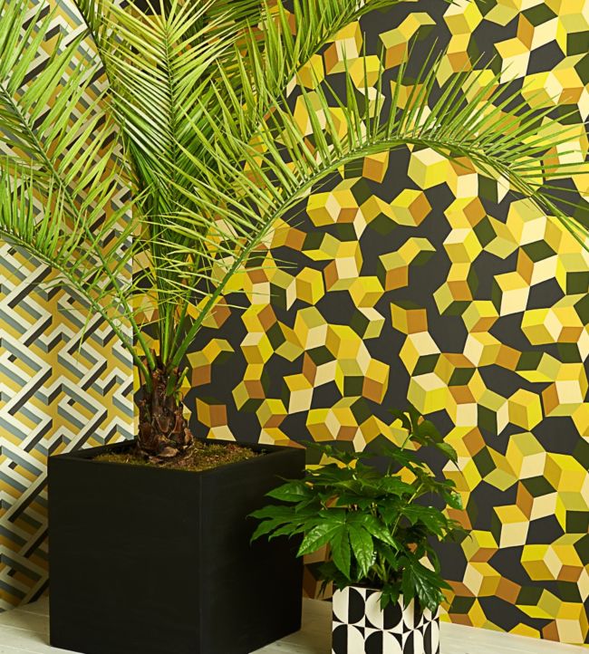 Puzzle Wallpaper - Chartreuse on Charcoal - 105/2012