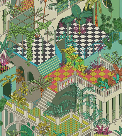 Miami Wallpaper - Olive Green Multi - 105/4017