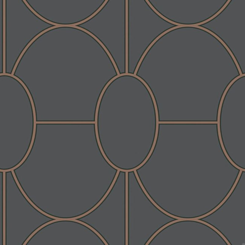 Riviera Wallpaper - Metallic Bronze on Charcoal - 105/6029