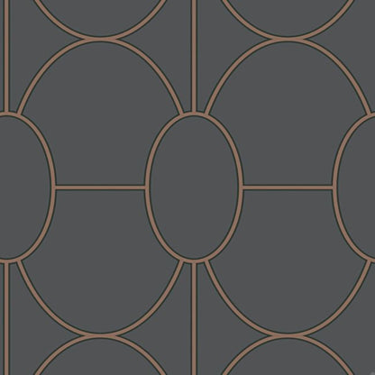 Riviera Wallpaper - Metallic Bronze on Charcoal - 105/6029