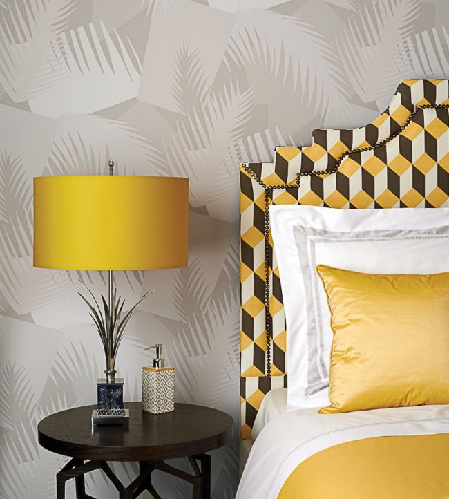 Deco Palm Wallpaper - Parchment on Stone - 105/8036