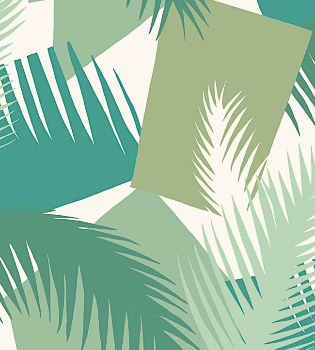 Deco Palm Wallpaper - Leaf Greens on Cream - 105/8037