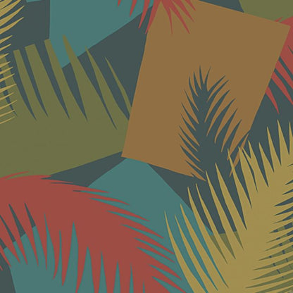Deco Palm Wallpaper - Ginger, Rouge, Olive on Midnight - 105/8039