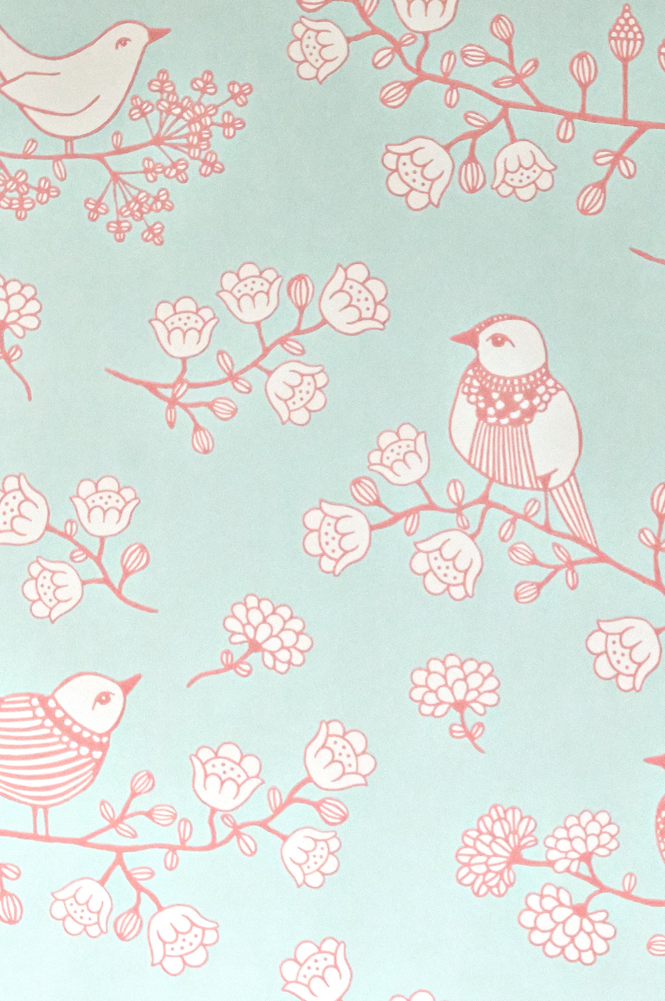 Sugar Tree Turquoise Wallpaper - Majvillan