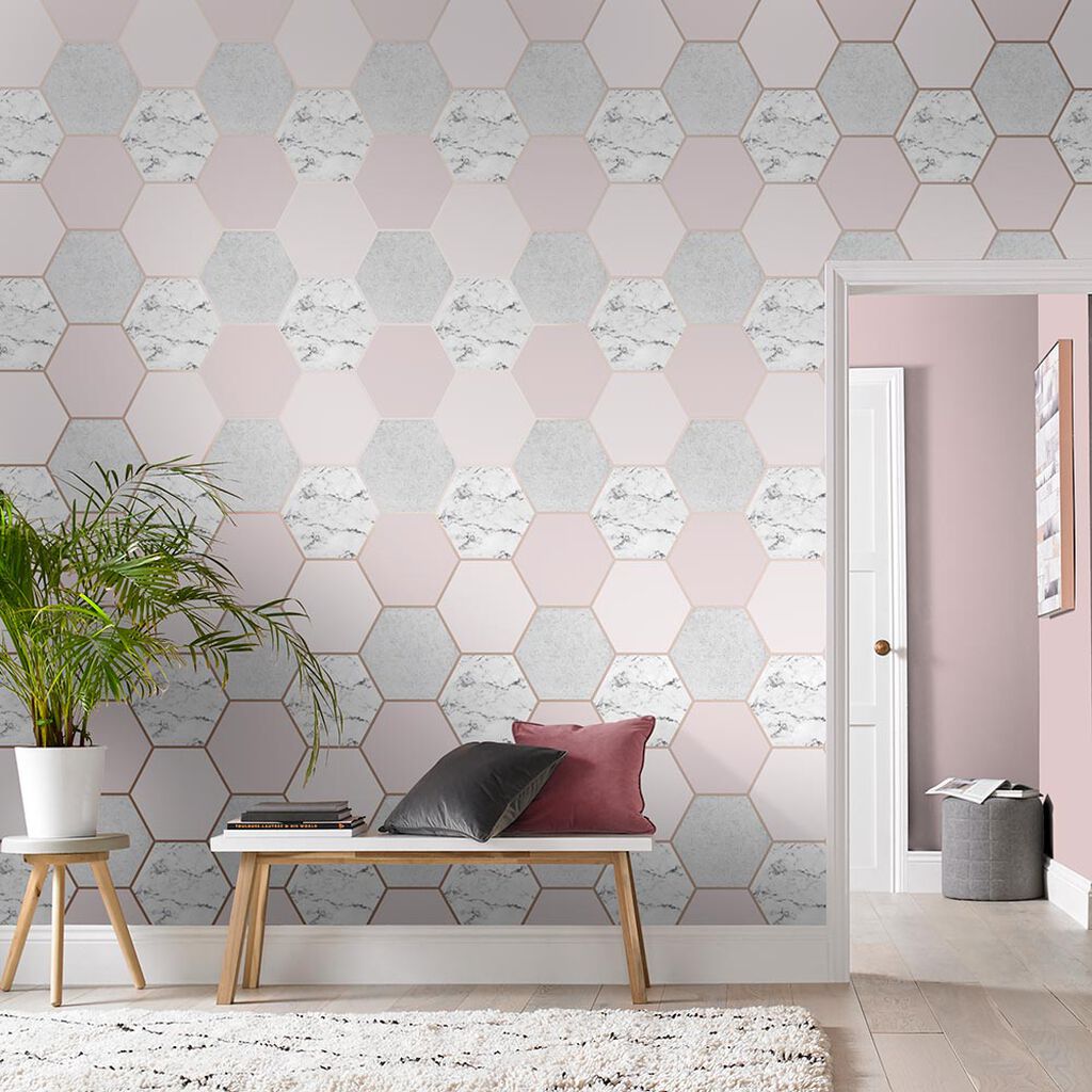 106344 - Earthen Wallpaper - Rose Quartz - Graham & Brown