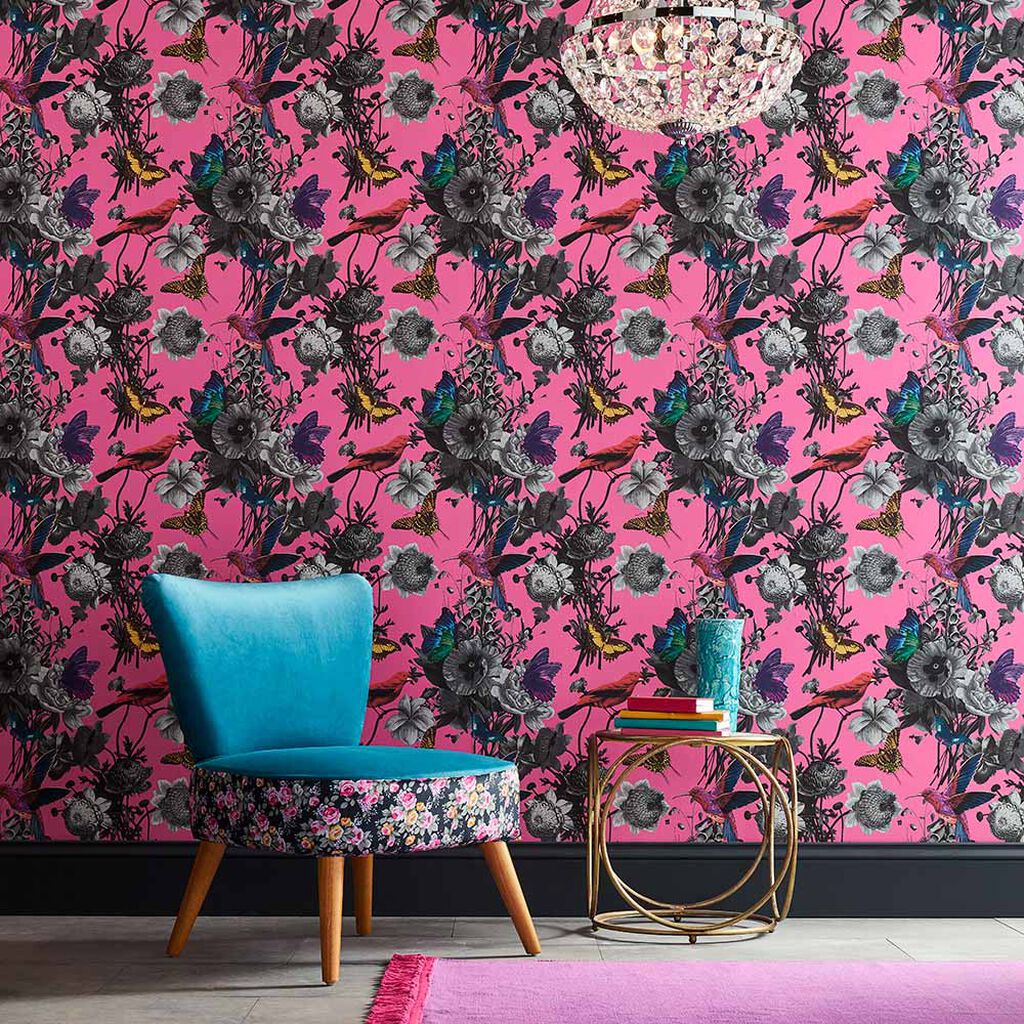 106429 - Jardin Wallpaper - Magenta - Graham & Brown