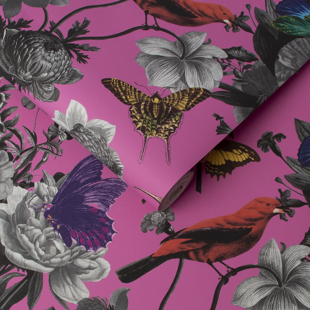 106429 - Jardin Wallpaper - Magenta - Graham & Brown