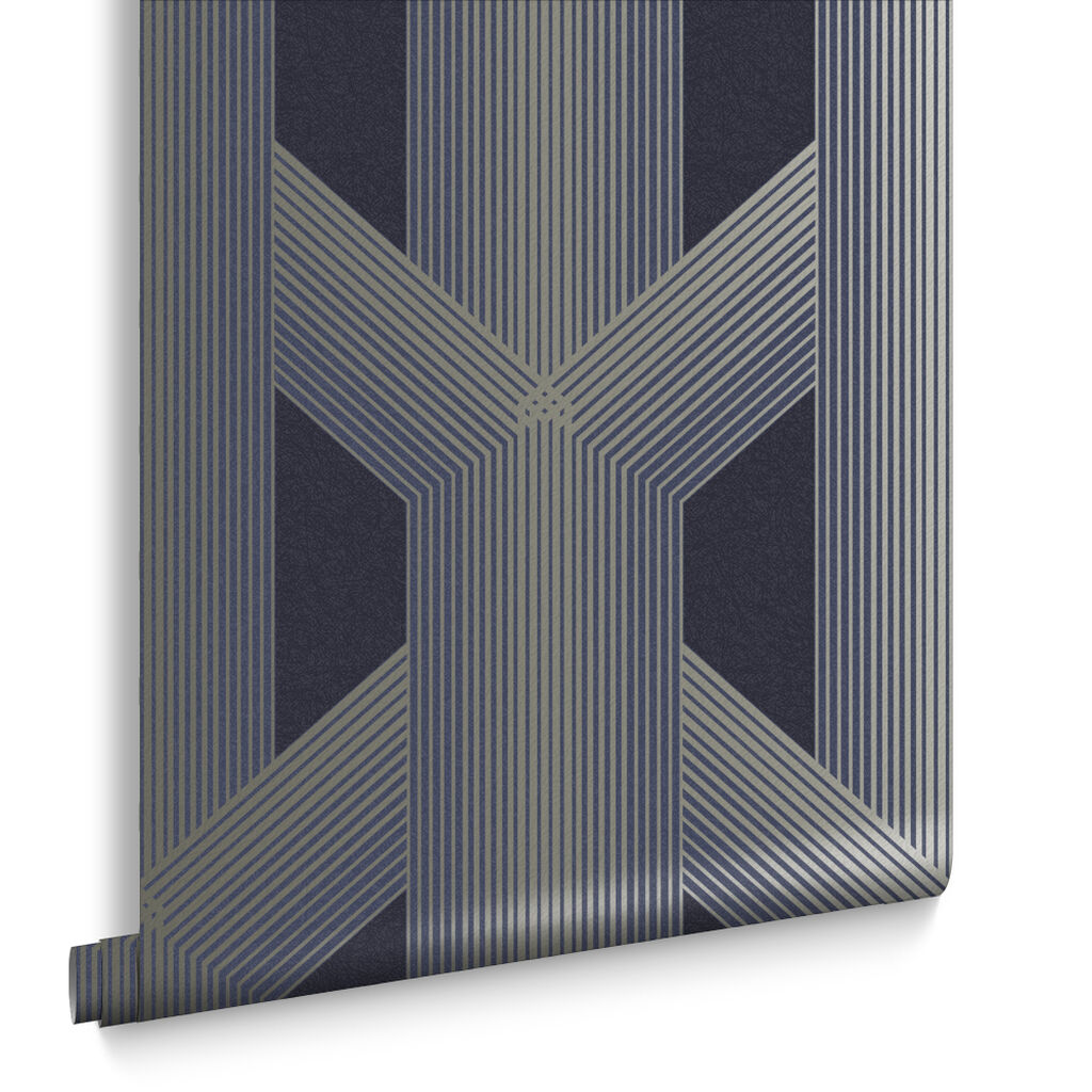 106762 - Lagom Geo Wallpaper - Navy & Gold - Graham & Brown
