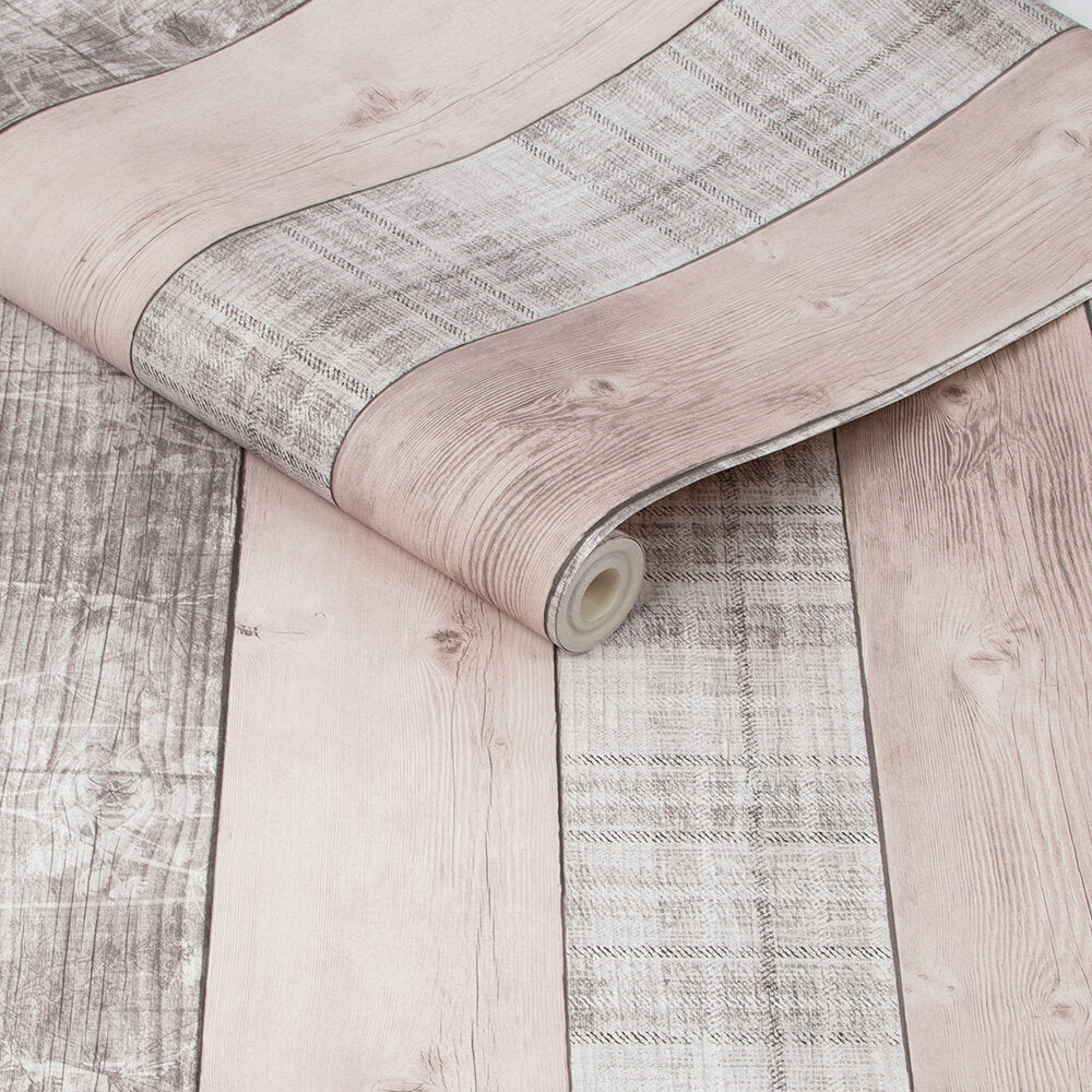Country Plank Wallpaper - Pink