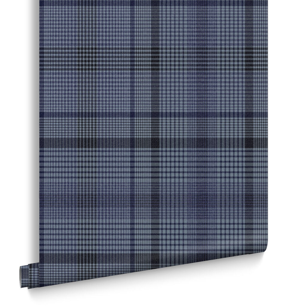107595 - Heritage Plaid Wallpaper - Blue - Graham & Brown