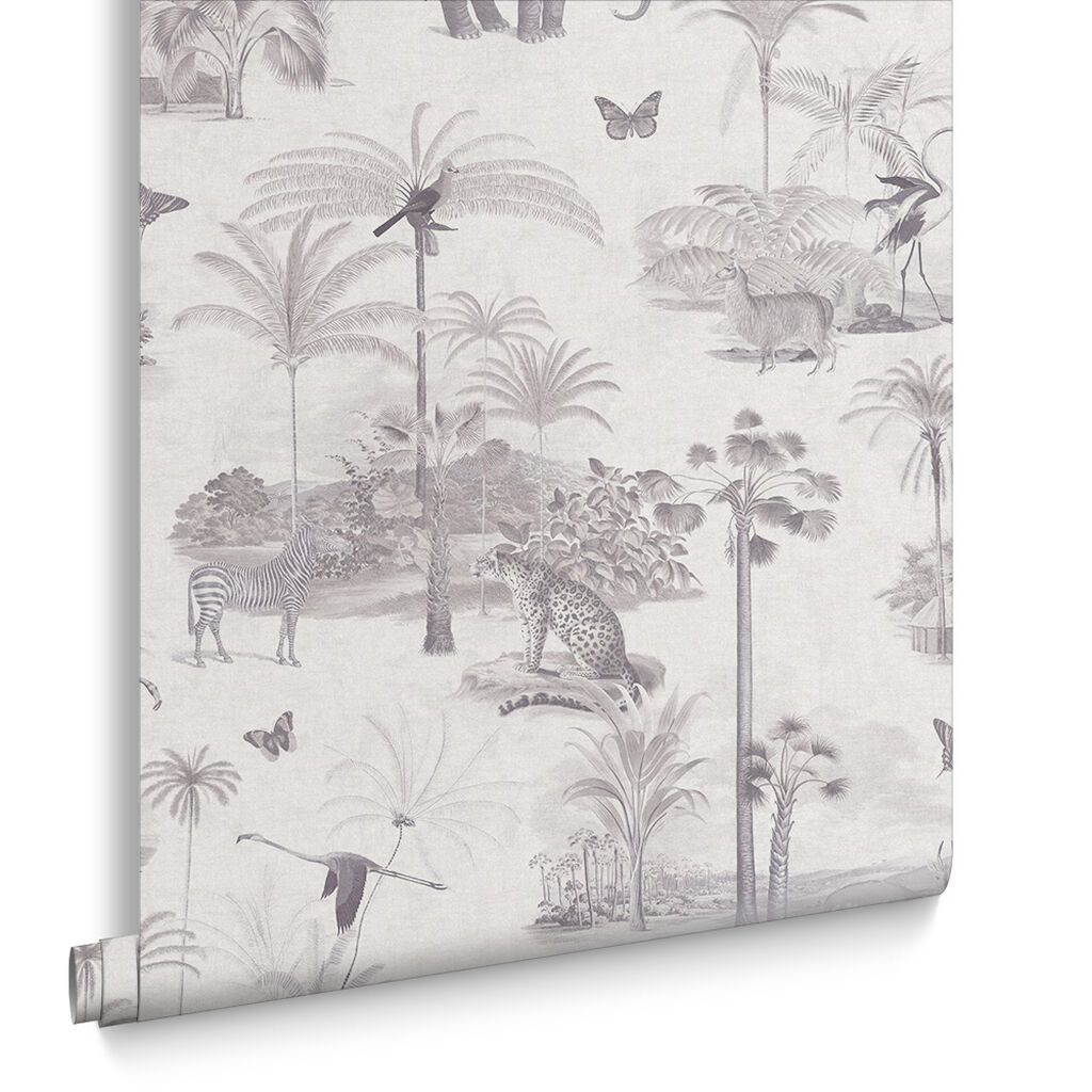 107599 - Tropique Zoo Wallpaper - Canvas - Graham & Brown
