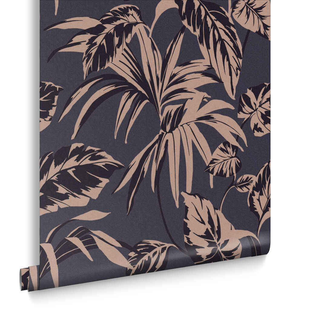 107609 - Palma Wallpaper - Soft Gold & Notte  - Graham & Brown